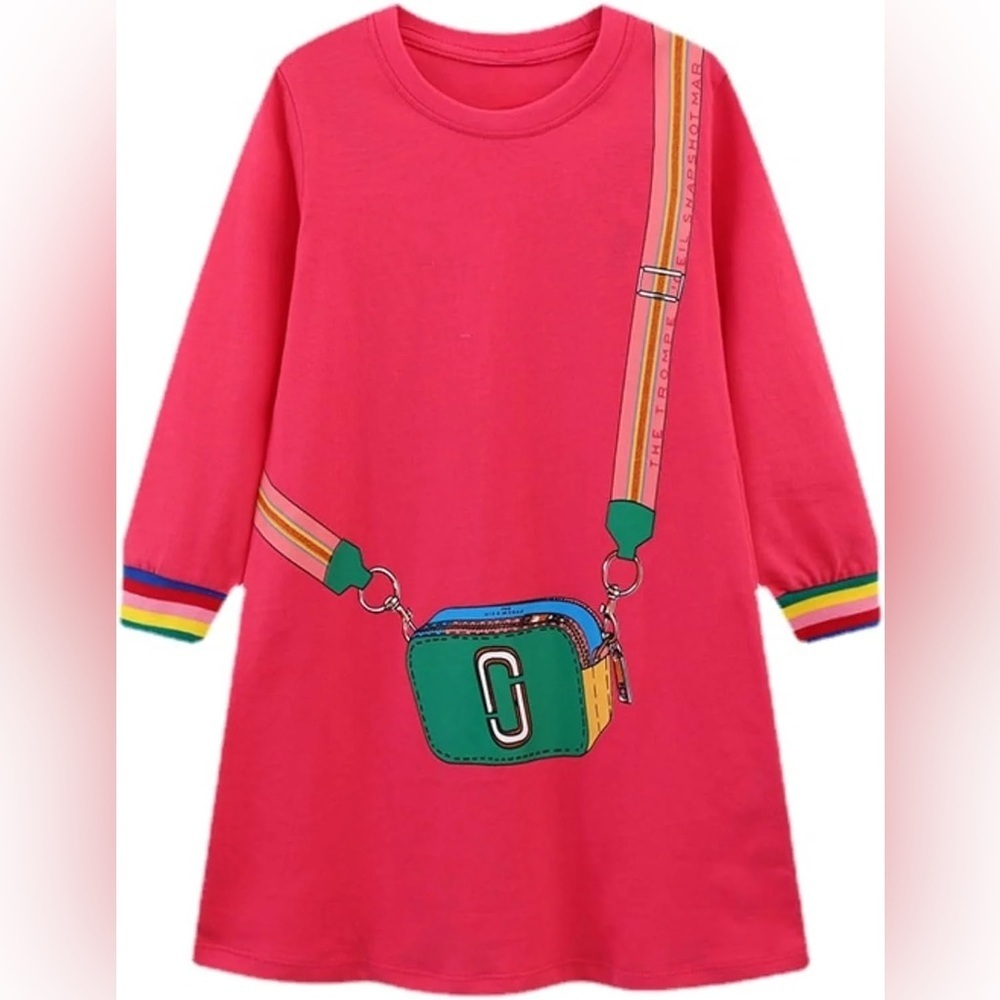 Marc Jacobs toddler girl dress camera crossbody bag rainbow long sleeve glitter